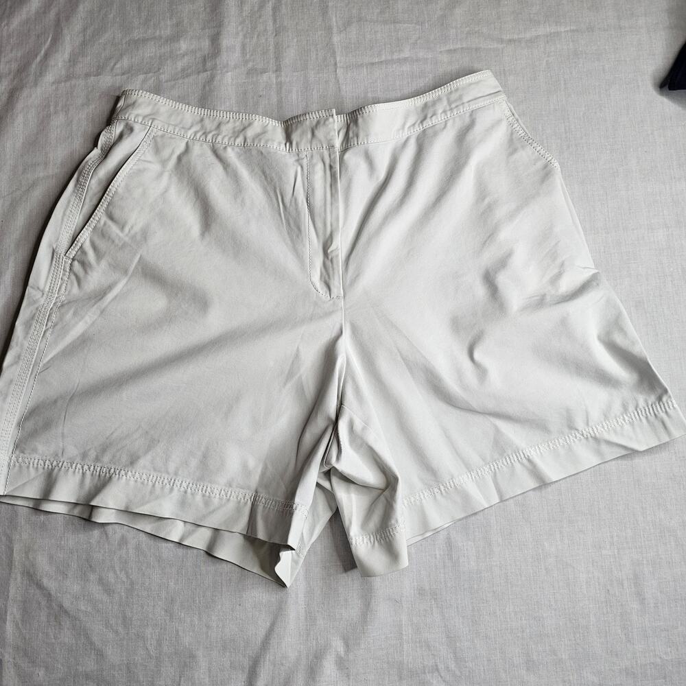 Lafayette 148 New York Cotton Blend Shorts White Sz L Bermuda Activewear Trendy